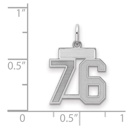 Sterlingsilber Silber/rhodiniert Satiniert Zahl 76 Charm