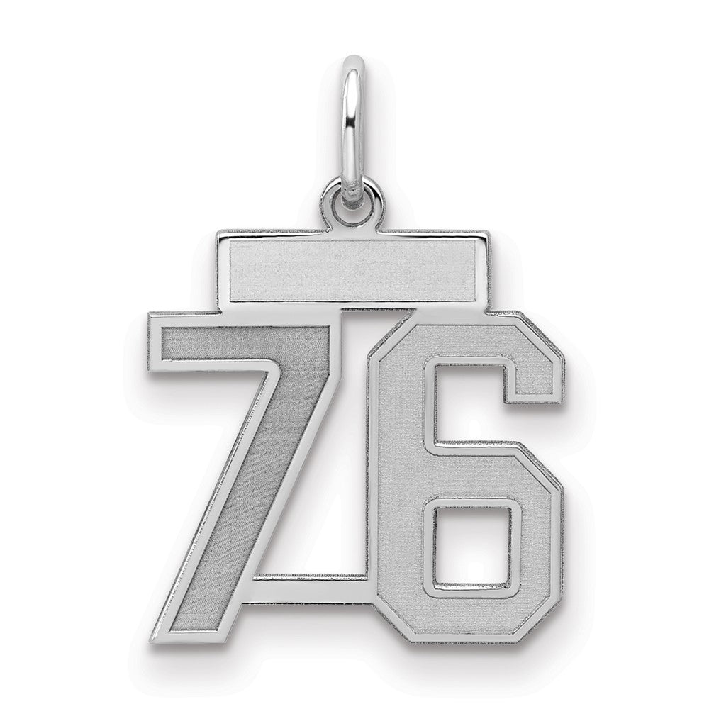 Sterlingsilber Silber/rhodiniert Satiniert Zahl 76 Charm