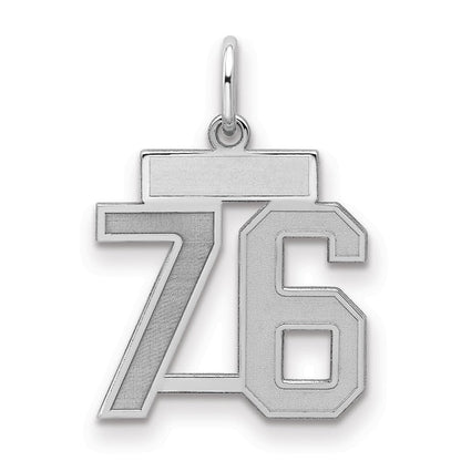 Sterlingsilber Silber/rhodiniert Satiniert Zahl 76 Charm