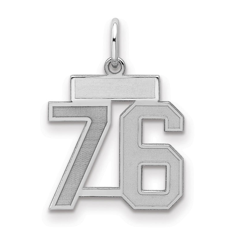 Sterlingsilber Silber/rhodiniert Satiniert Zahl 76 Charm