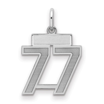 Sterlingsilber Silber/rhodiniert Satiniert Zahl 77 Charm