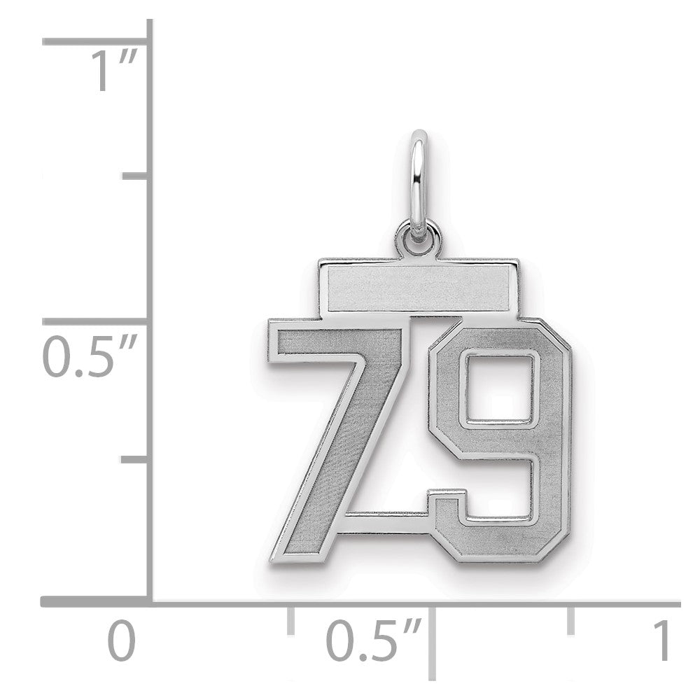Sterlingsilber Silber/rhodiniert Satiniert Zahl 79 Charm
