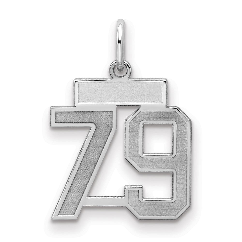 Sterlingsilber Silber/rhodiniert Satiniert Zahl 79 Charm