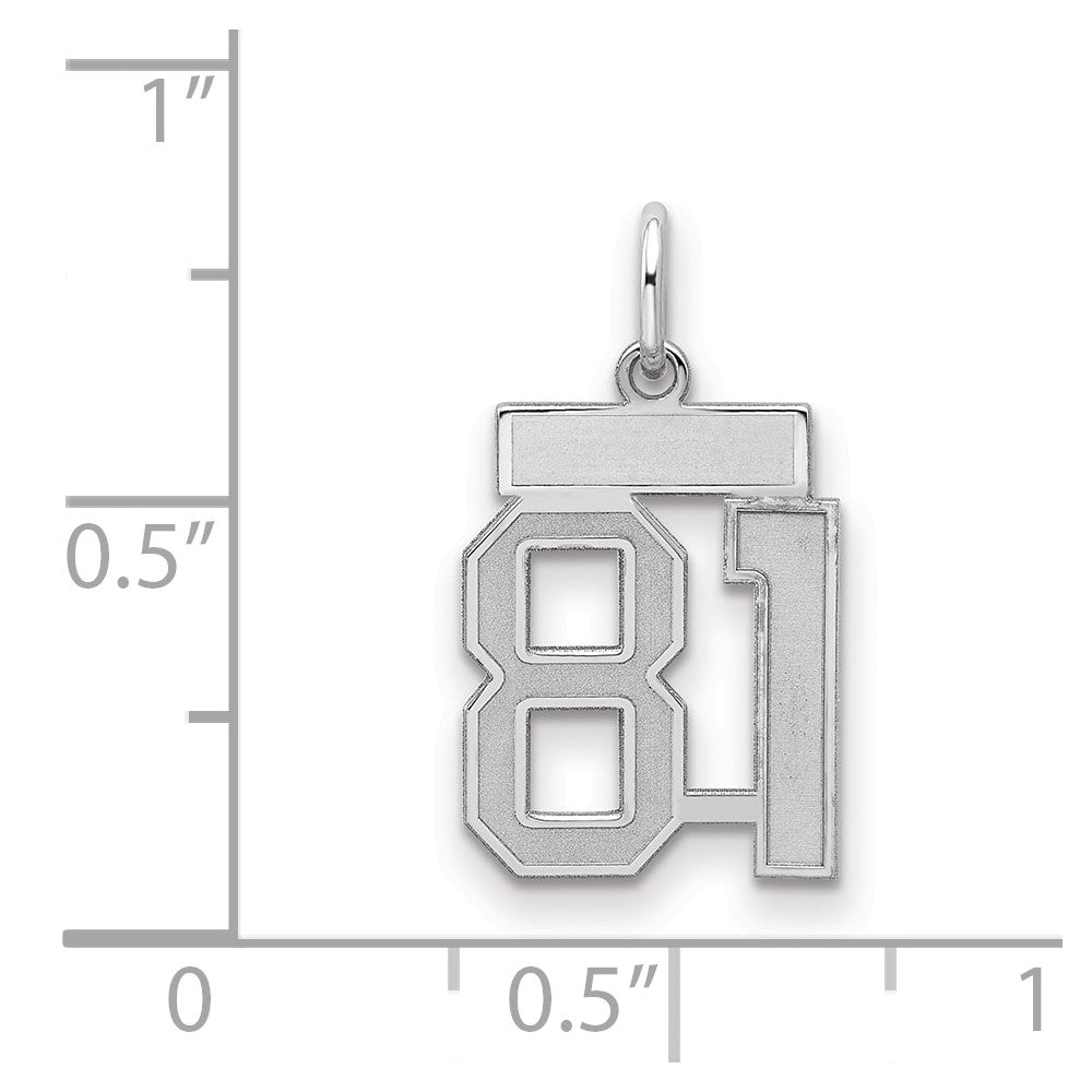 Sterlingsilber Silber/rhodiniert Satiniert Zahl 81 Charm