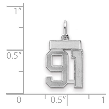 Sterlingsilber Silber/rhodiniert Satiniert Zahl 91 Charm