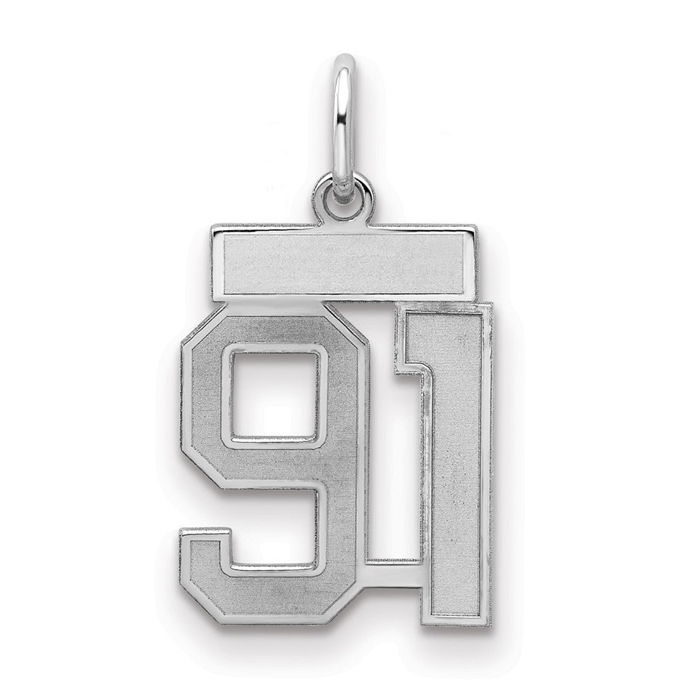 Sterlingsilber Silber/rhodiniert Satiniert Zahl 91 Charm