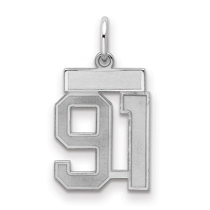 Sterlingsilber Silber/rhodiniert Satiniert Zahl 91 Charm