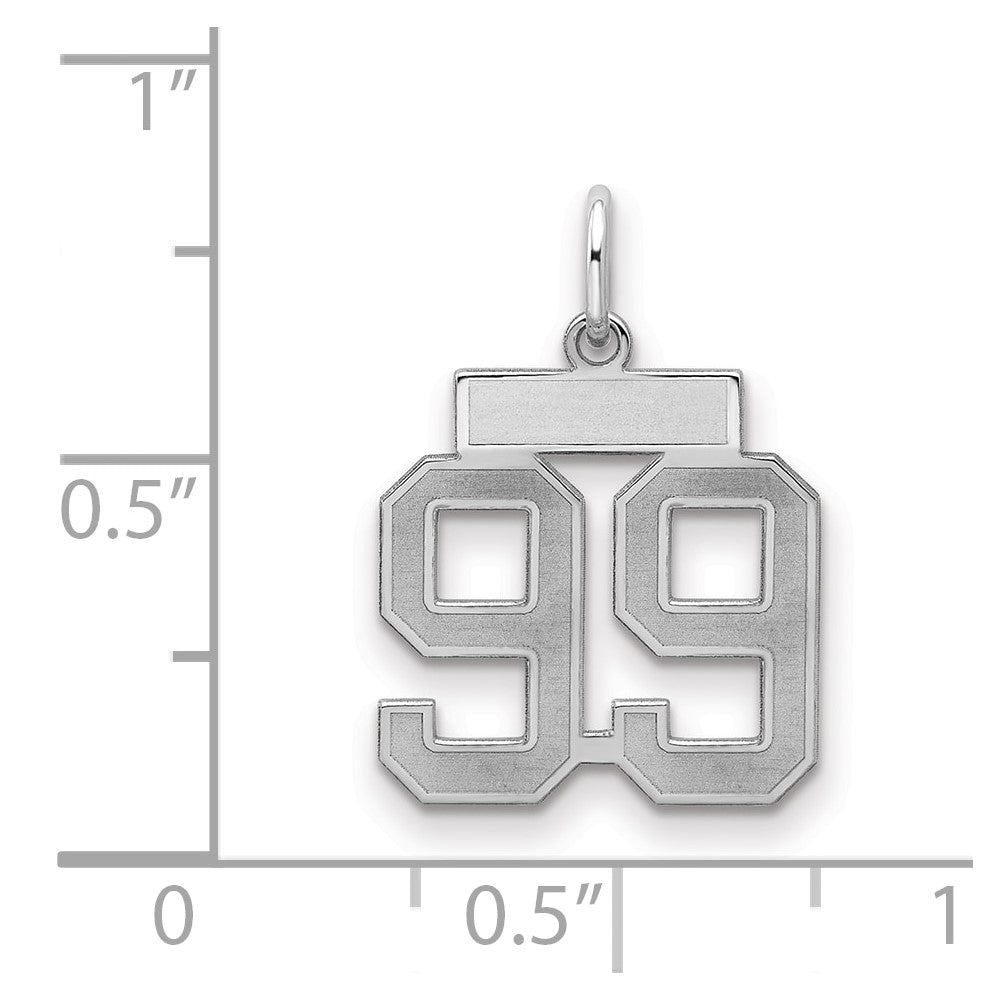 Sterlingsilber Silber/rhodiniert Satiniert Zahl 99 Charm