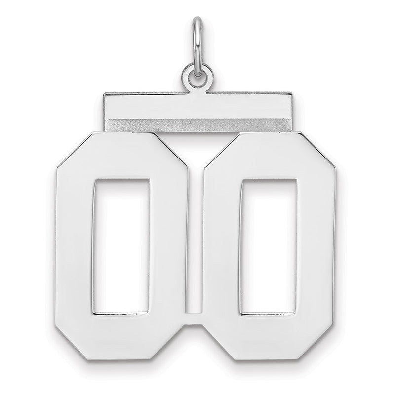 Sterlingsilber /rhodiniert Poliert Zahl 00 Charm