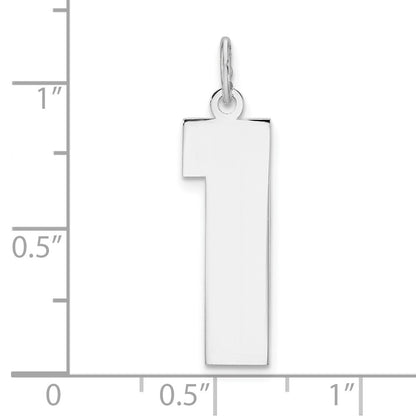 Sterlingsilber /rhodiniert Poliert Zahl 1 Charm