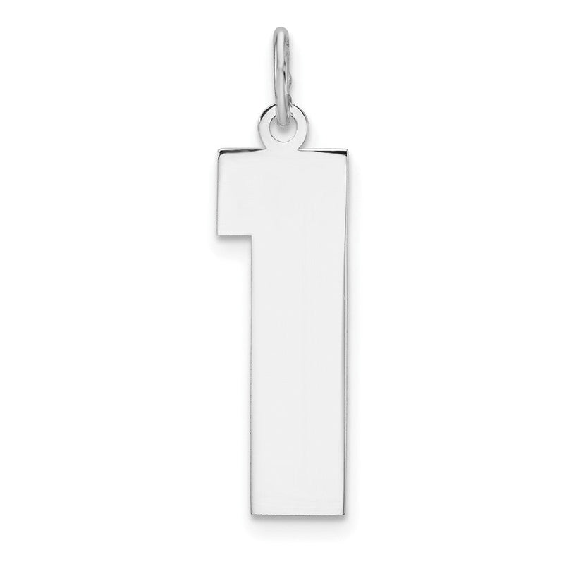Sterlingsilber /rhodiniert Poliert Zahl 1 Charm