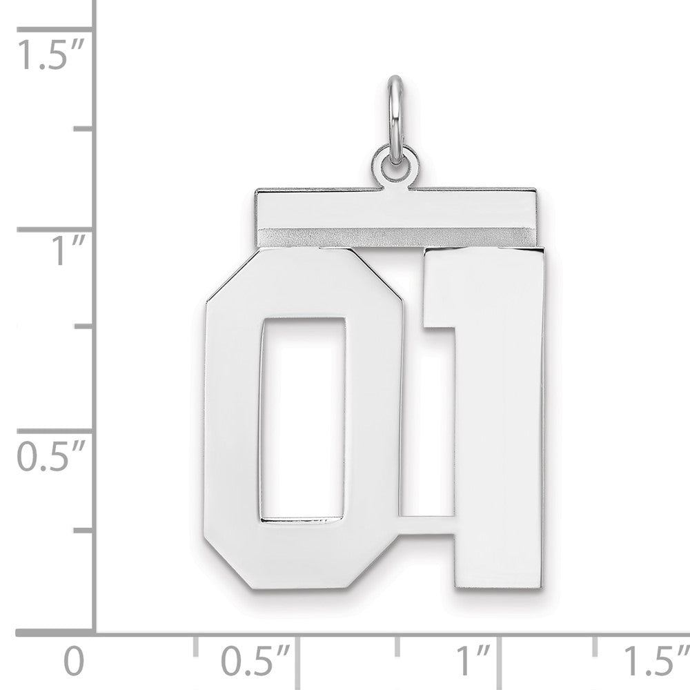 Sterlingsilber /rhodiniert Poliert Zahl 01 Charm