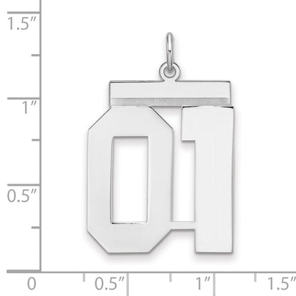 Sterlingsilber /rhodiniert Poliert Zahl 01 Charm