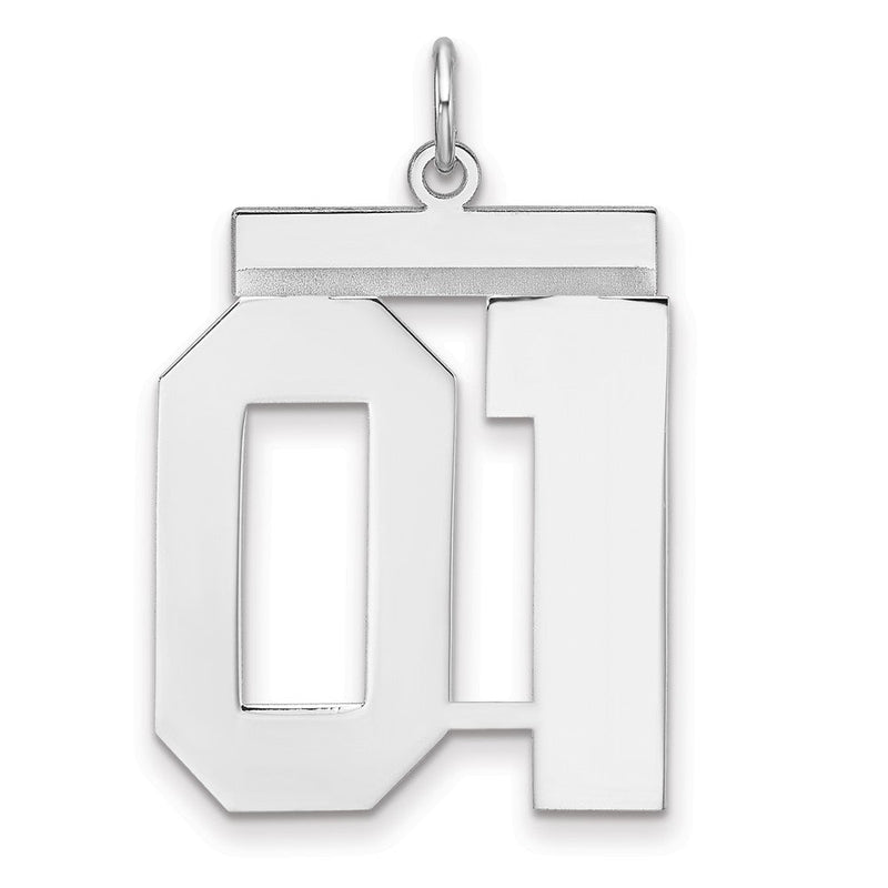 Sterlingsilber /rhodiniert Poliert Zahl 01 Charm