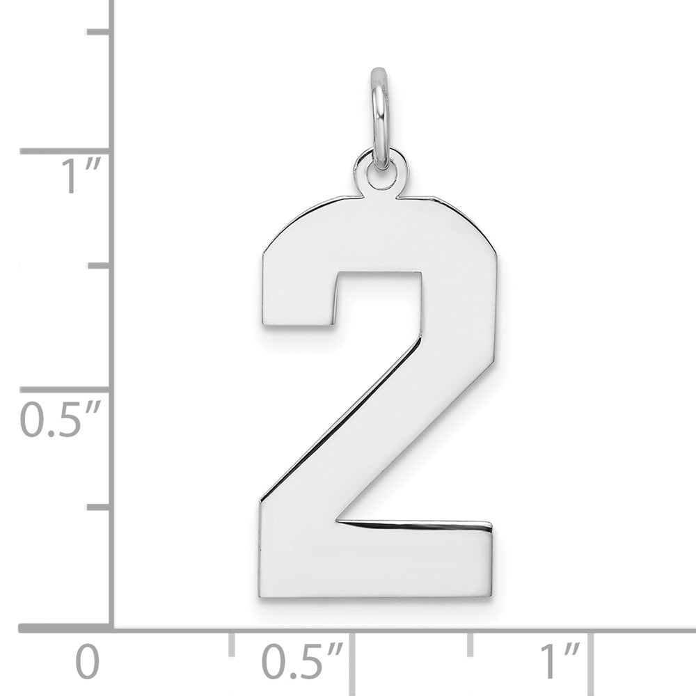 Sterlingsilber /rhodiniert Poliert Zahl 2 Charm