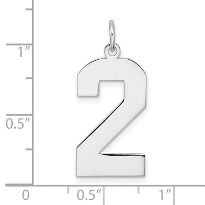 Sterlingsilber /rhodiniert Poliert Zahl 2 Charm