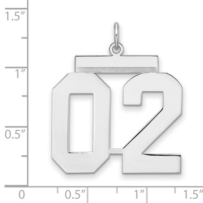 Sterlingsilber /rhodiniert Poliert Zahl 02 Charm