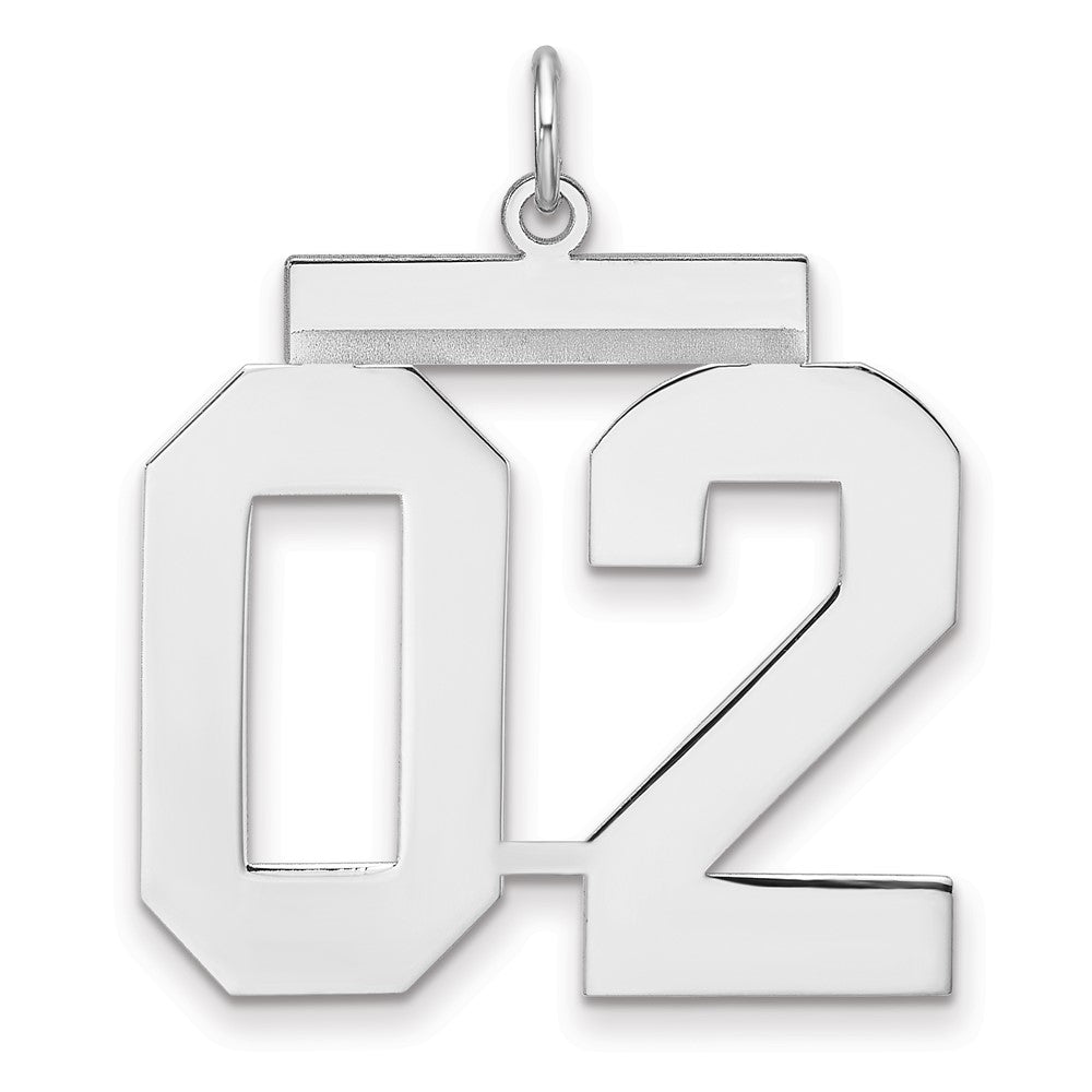 Sterlingsilber /rhodiniert Poliert Zahl 02 Charm