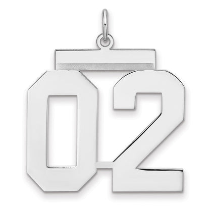 Sterlingsilber /rhodiniert Poliert Zahl 02 Charm