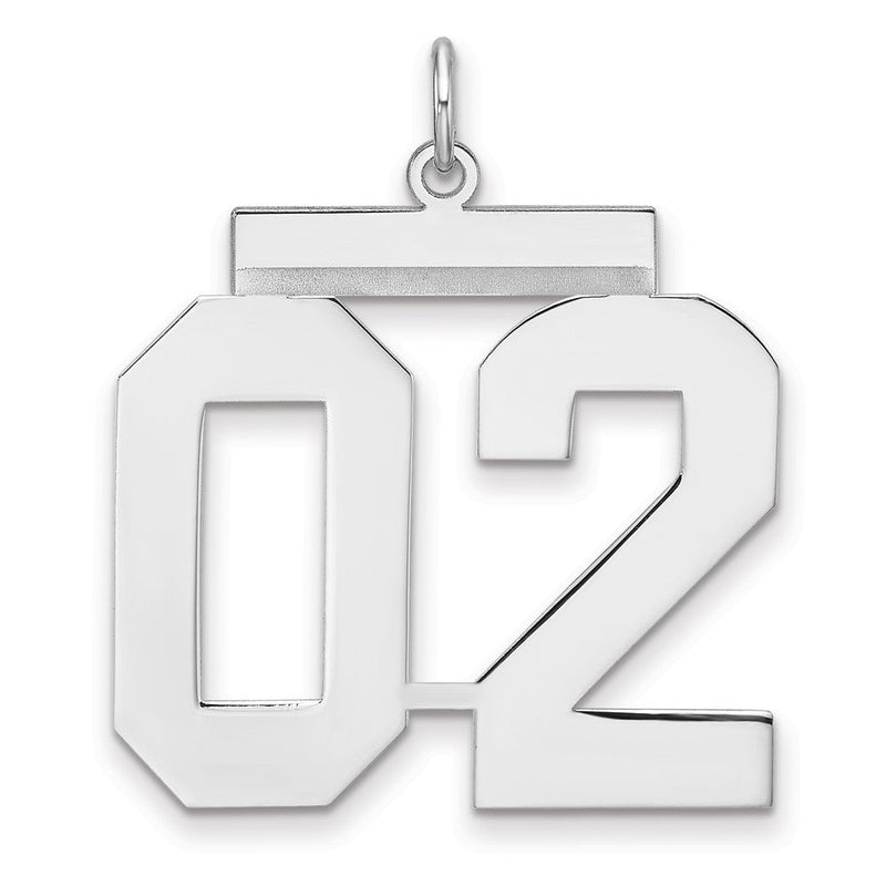 Sterlingsilber /rhodiniert Poliert Zahl 02 Charm