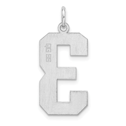 Sterlingsilber /rhodiniert Poliert Zahl 3 Charm