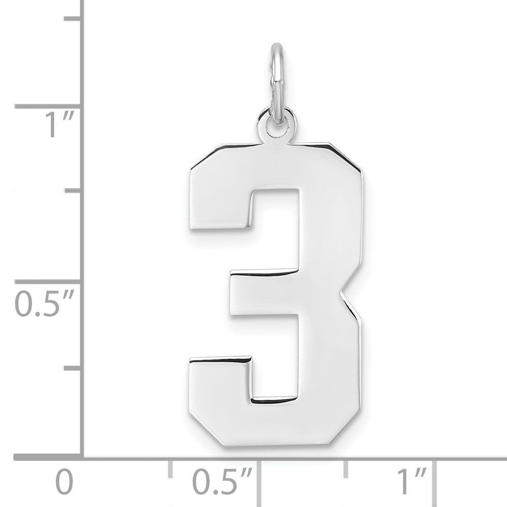 Sterlingsilber /rhodiniert Poliert Zahl 3 Charm
