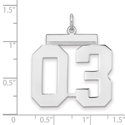 Sterlingsilber /rhodiniert Poliert Zahl 03 Charm