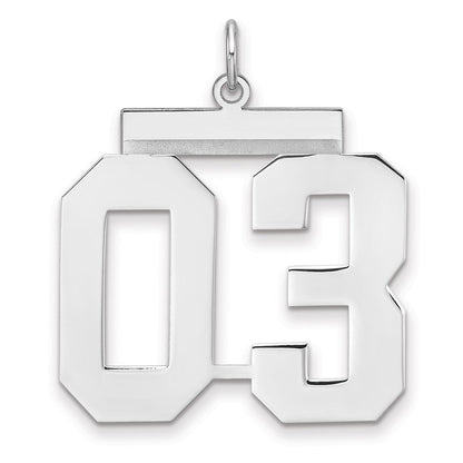 Sterlingsilber /rhodiniert Poliert Zahl 03 Charm
