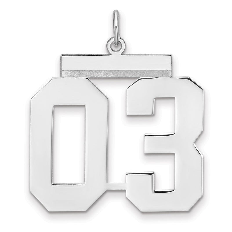 Sterlingsilber /rhodiniert Poliert Zahl 03 Charm