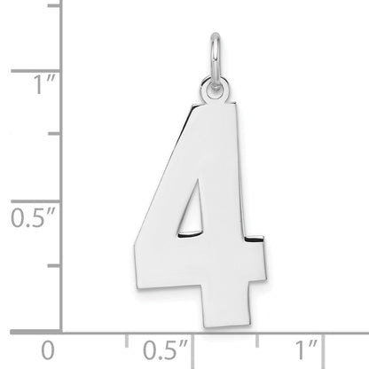 Sterlingsilber /rhodiniert Poliert Zahl 4 Charm