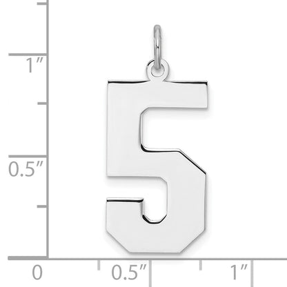 Sterlingsilber /rhodiniert Poliert Zahl 5 Charm