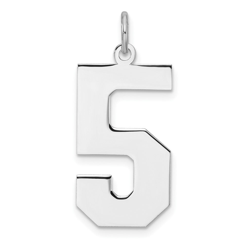 Sterlingsilber /rhodiniert Poliert Zahl 5 Charm