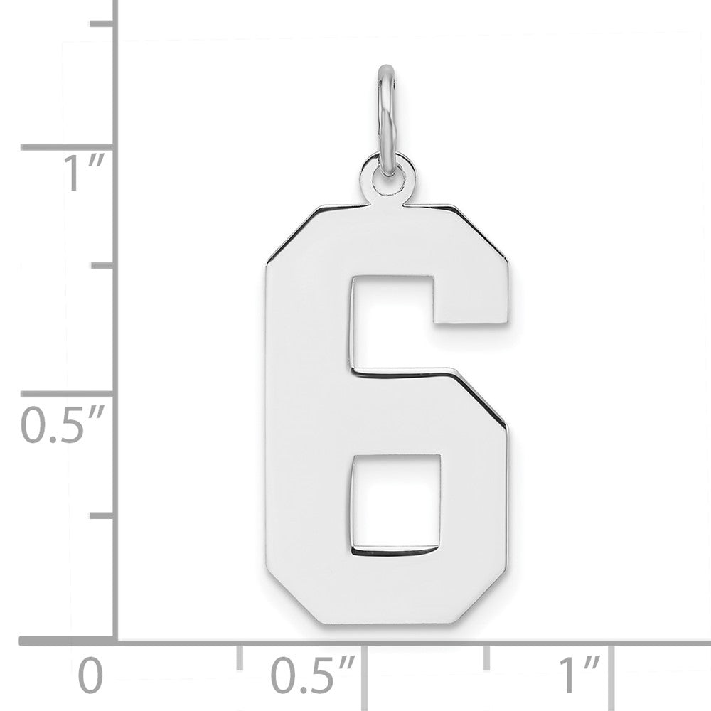 Sterlingsilber /rhodiniert Poliert Zahl 6 Charm