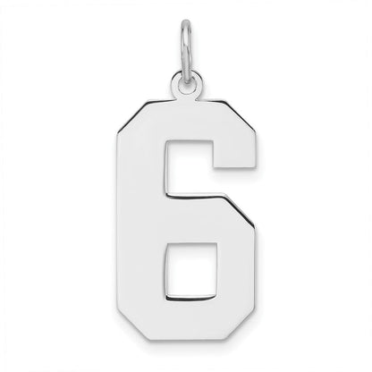 Sterlingsilber /rhodiniert Poliert Zahl 6 Charm