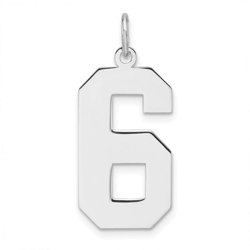 Sterlingsilber /rhodiniert Poliert Zahl 6 Charm