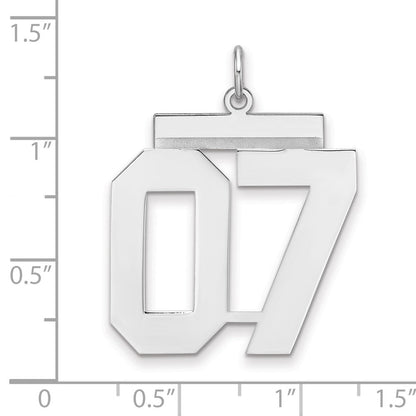 Sterlingsilber /rhodiniert Poliert Zahl 07 Charm
