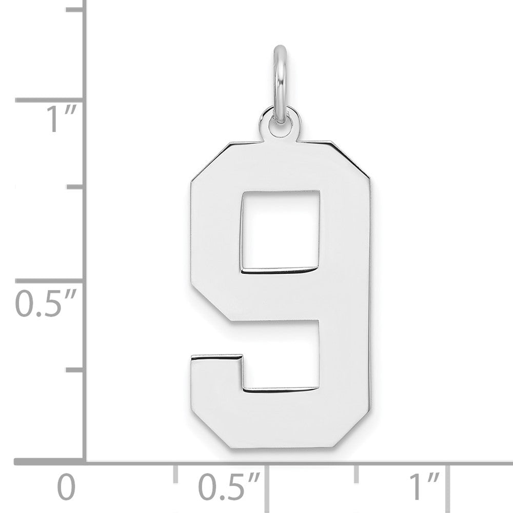 Sterlingsilber /rhodiniert Poliert Zahl 9 Charm