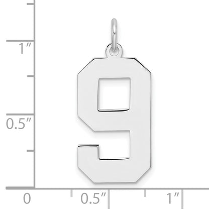 Sterlingsilber /rhodiniert Poliert Zahl 9 Charm