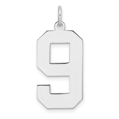 Sterlingsilber /rhodiniert Poliert Zahl 9 Charm