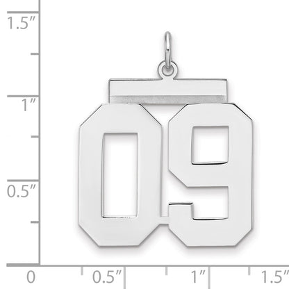 Sterlingsilber /rhodiniert Poliert Zahl 09 Charm