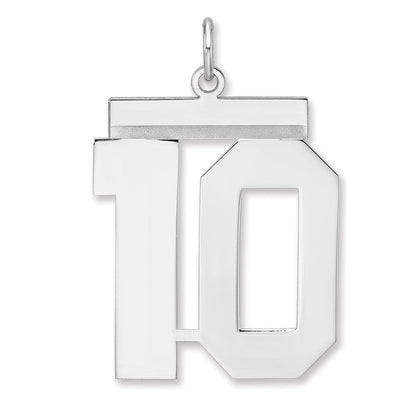 Sterlingsilber /rhodiniert Poliert Zahl 10 Charm