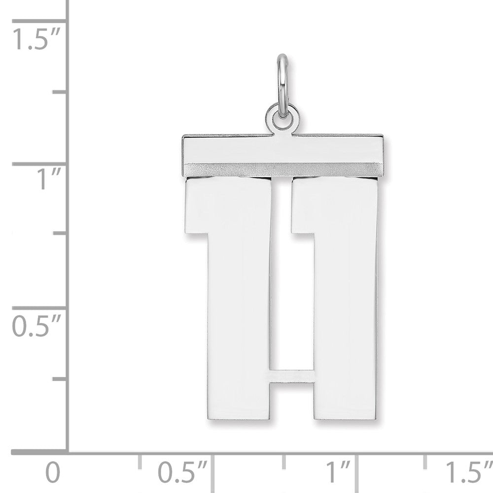 Sterlingsilber /rhodiniert Poliert Zahl 11 Charm