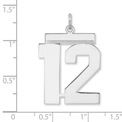 Sterlingsilber /rhodiniert Poliert Zahl 12 Charm
