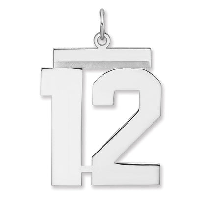 Sterlingsilber /rhodiniert Poliert Zahl 12 Charm