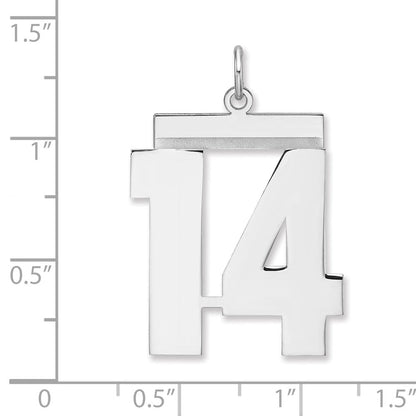 Sterlingsilber /rhodiniert Poliert Zahl 14 Charm