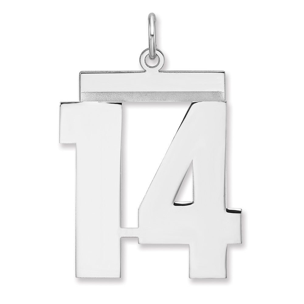 Sterlingsilber /rhodiniert Poliert Zahl 14 Charm
