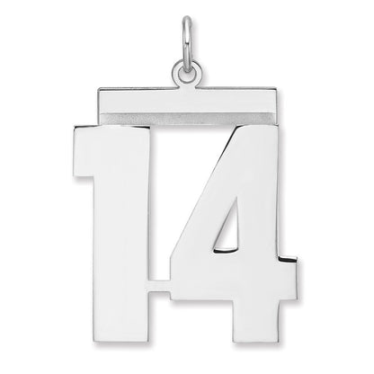 Sterlingsilber /rhodiniert Poliert Zahl 14 Charm