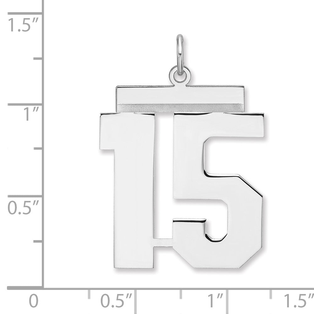 Sterlingsilber /rhodiniert Poliert Zahl 15 Charm