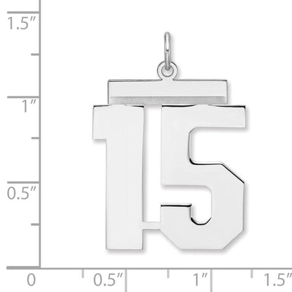 Sterlingsilber /rhodiniert Poliert Zahl 15 Charm