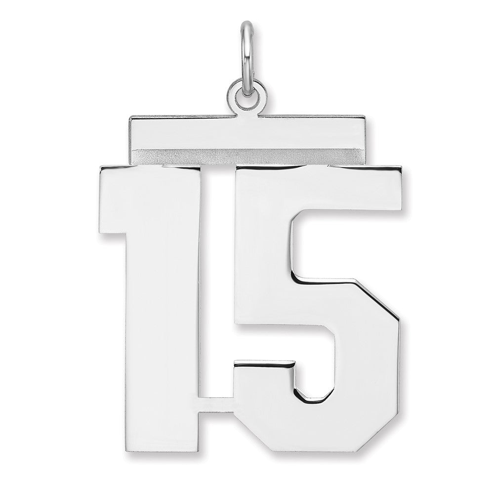 Sterlingsilber /rhodiniert Poliert Zahl 15 Charm